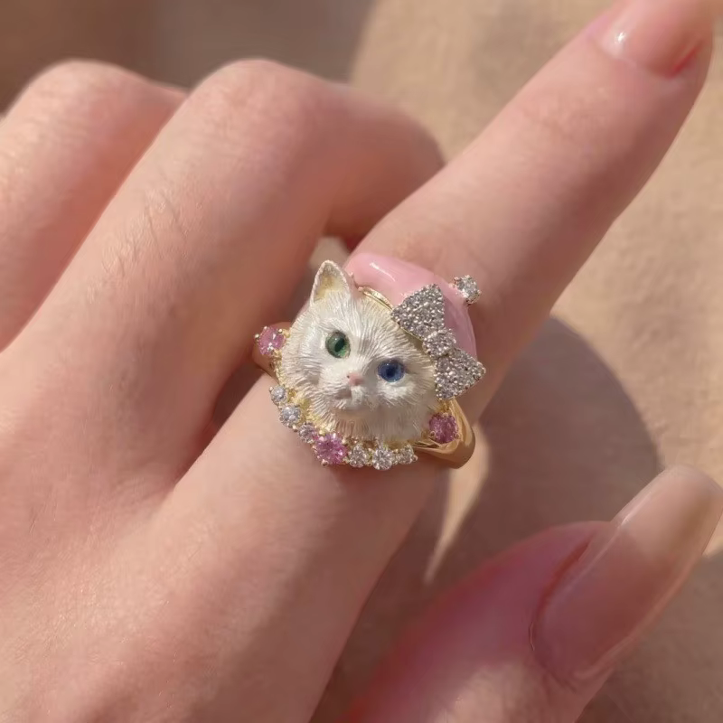 Bague Personnalisée Chat Mignon – Bijou Minimaliste Élégant – Cadeau Haut de Gamme pour Femme / Accessoire de Luxe