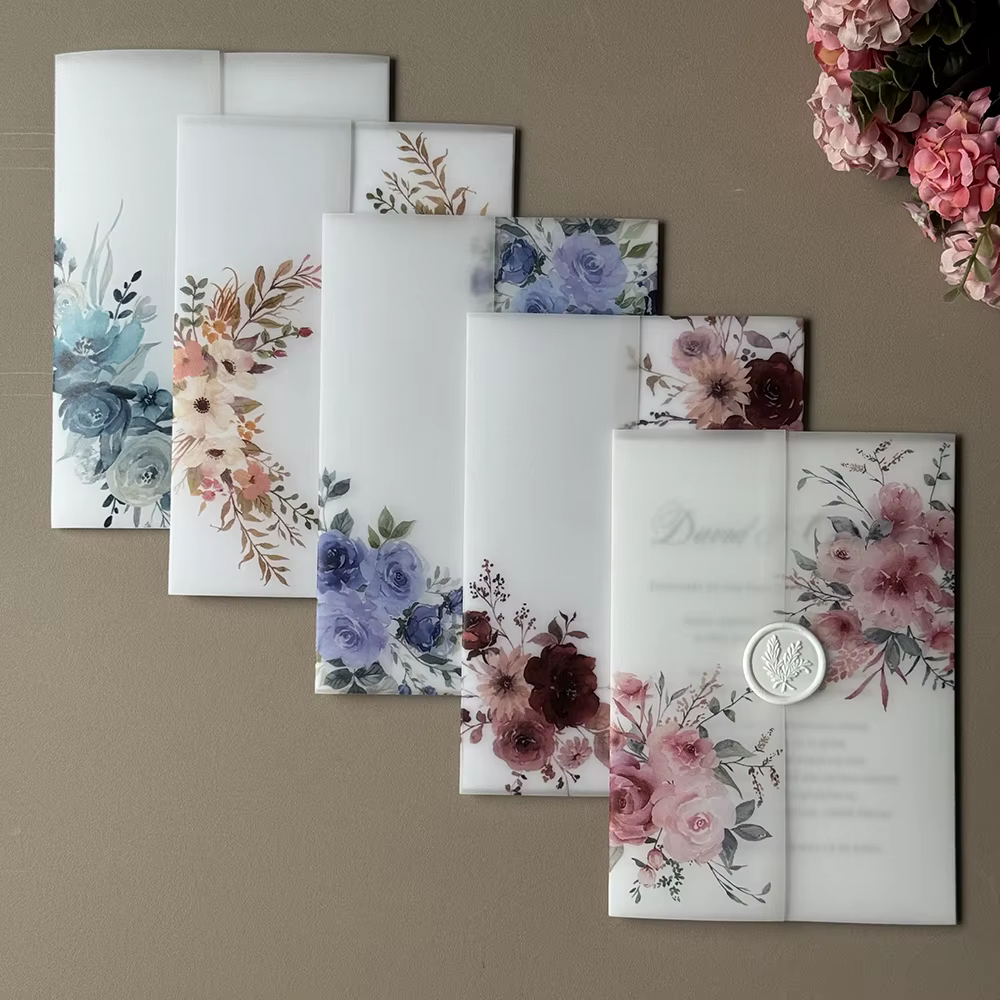 Enveloppement de vélin à fleurs aquarelle