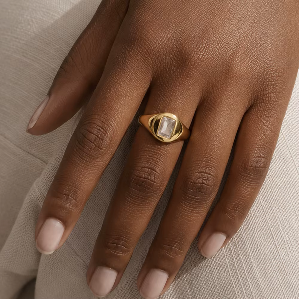 Bague ronde en acier inoxydable pour femmes