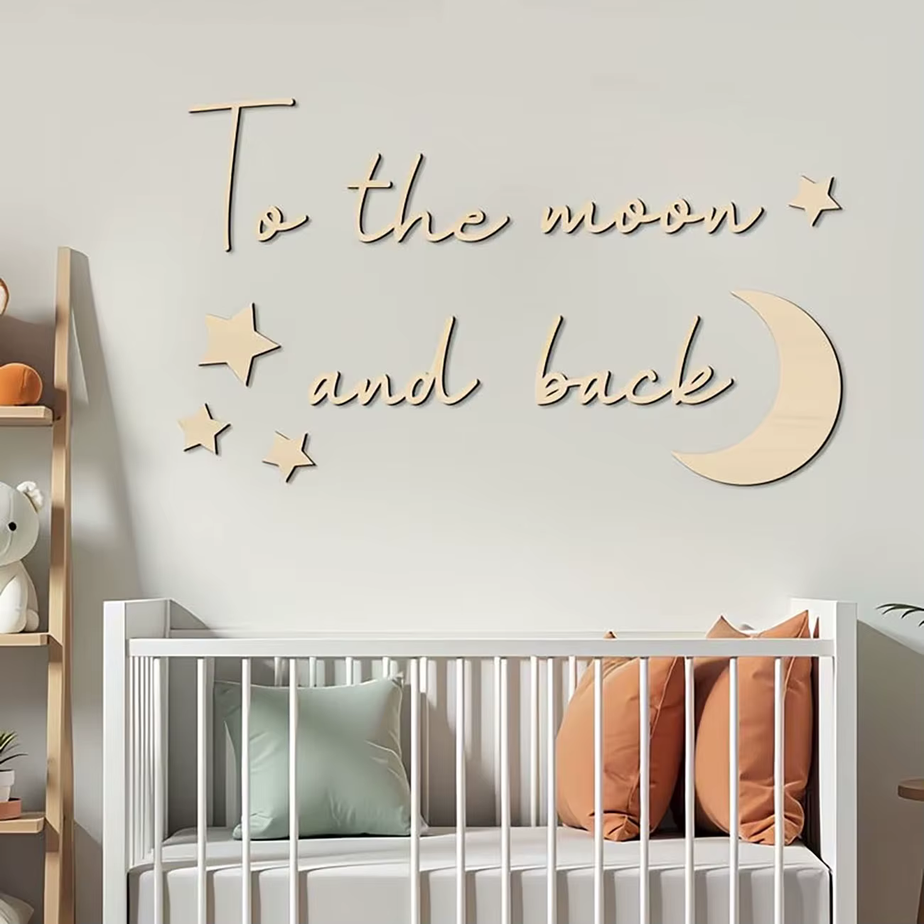 1 ensemble de panneaux muraux en bois « To the Moon and Back »