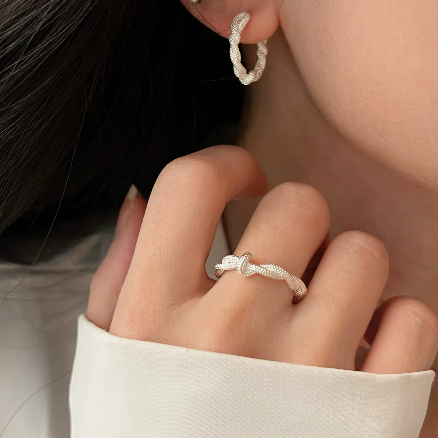 VENTFILLE Bague géométrique rétro en argent sterling 925 pour femme