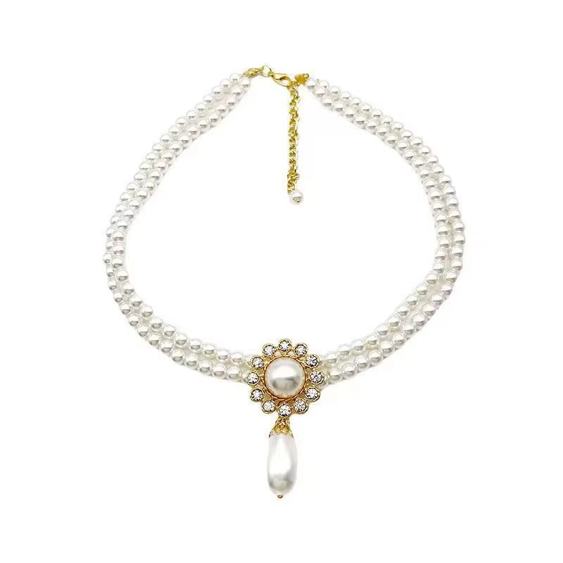 SHMIK élégant Vintage palais plein perle pendentif collier chaînes boucles d'oreilles pour femmes dame classique exquis