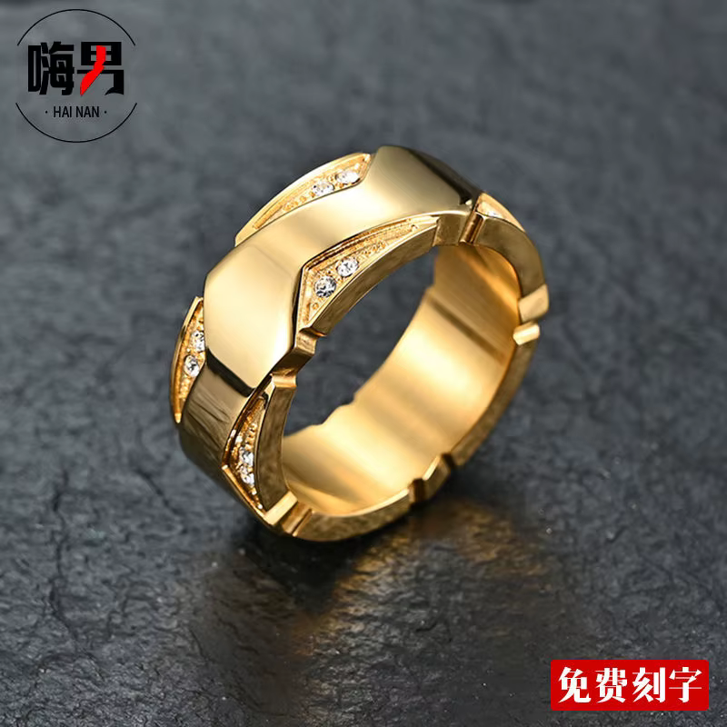 Bague en diamant plaqué or 18 carats pour hommes et femmes