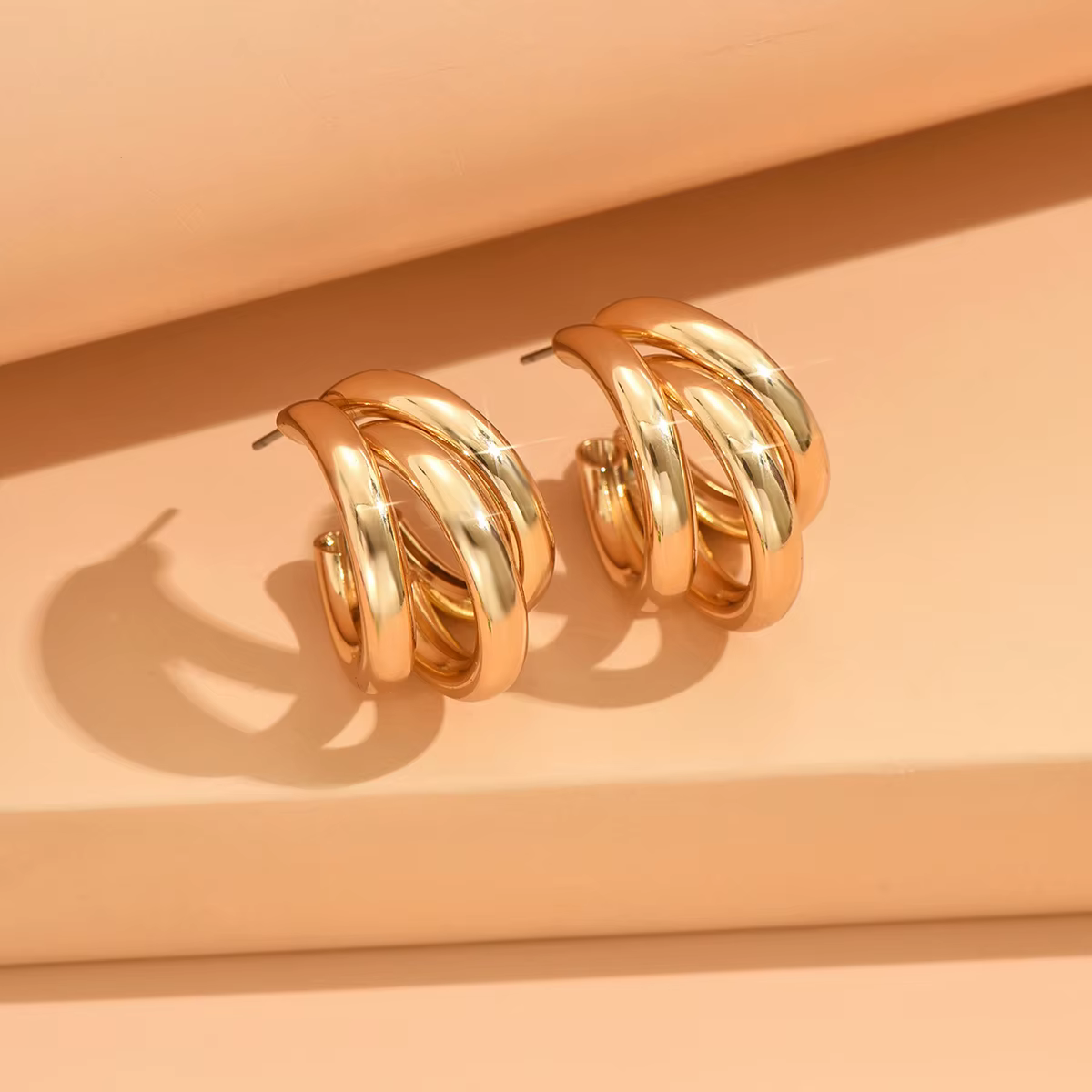 Boucles d'oreilles circulaires en métal pour femmes