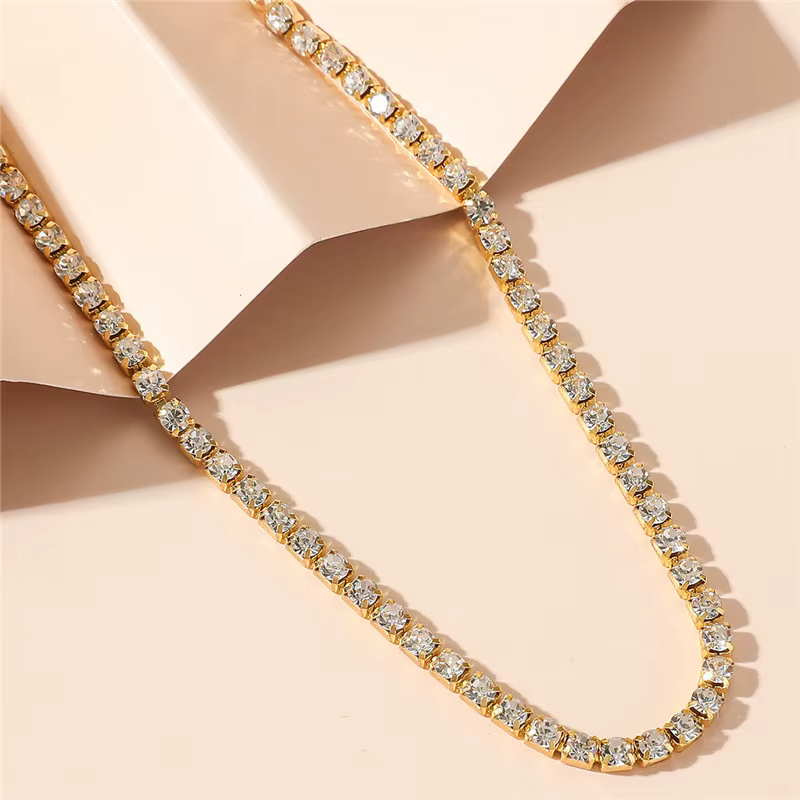 Tour de cou sexy Iced Out Tennis JONecklace pour femme