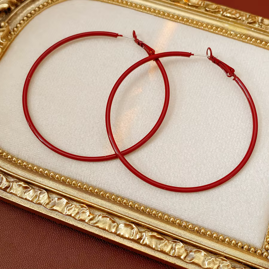 BLIJERY NOUVEAU Grandes boucles d'oreilles créoles rouges élégantes pour femmes et filles