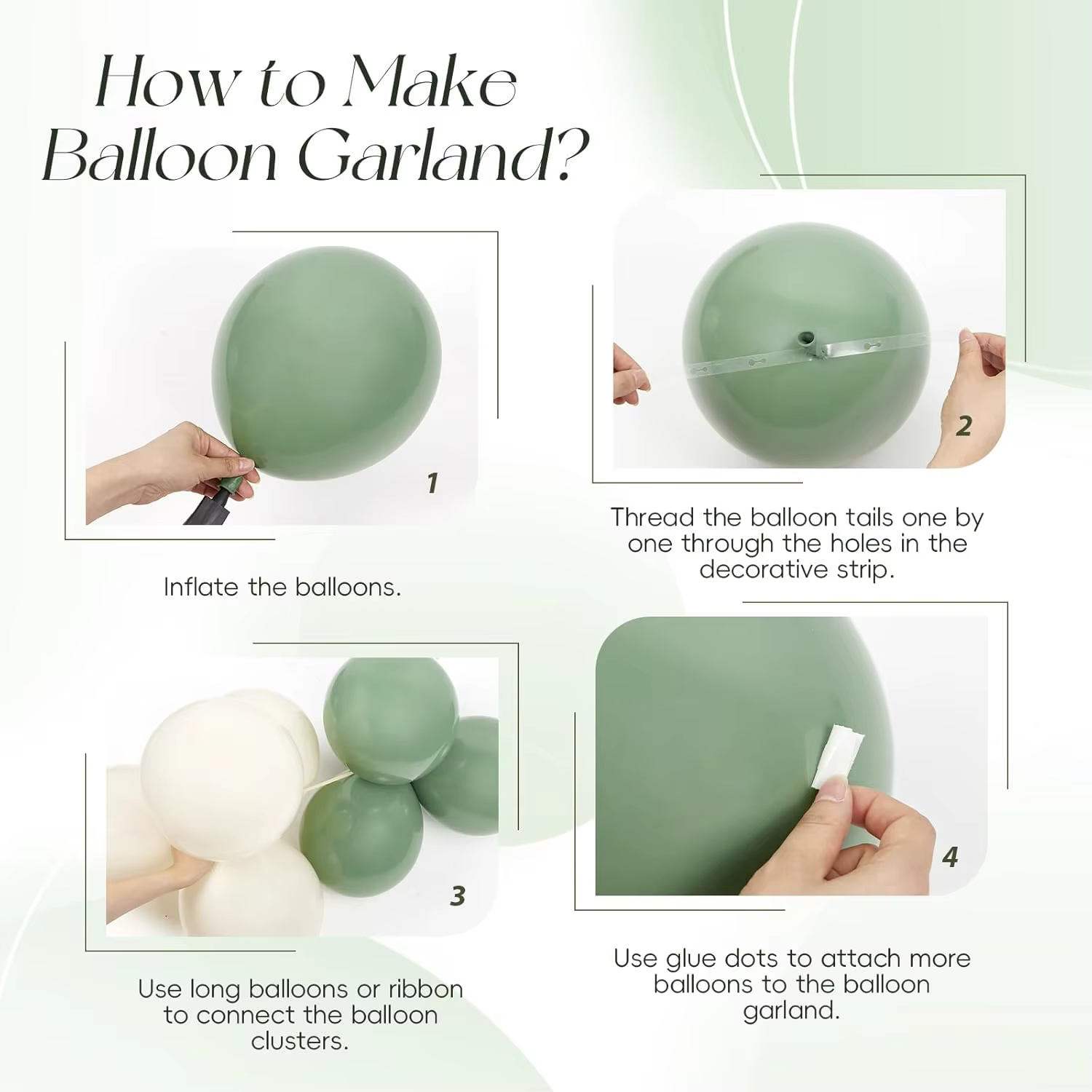 Kit d'arc de ballons vert sauge et doré