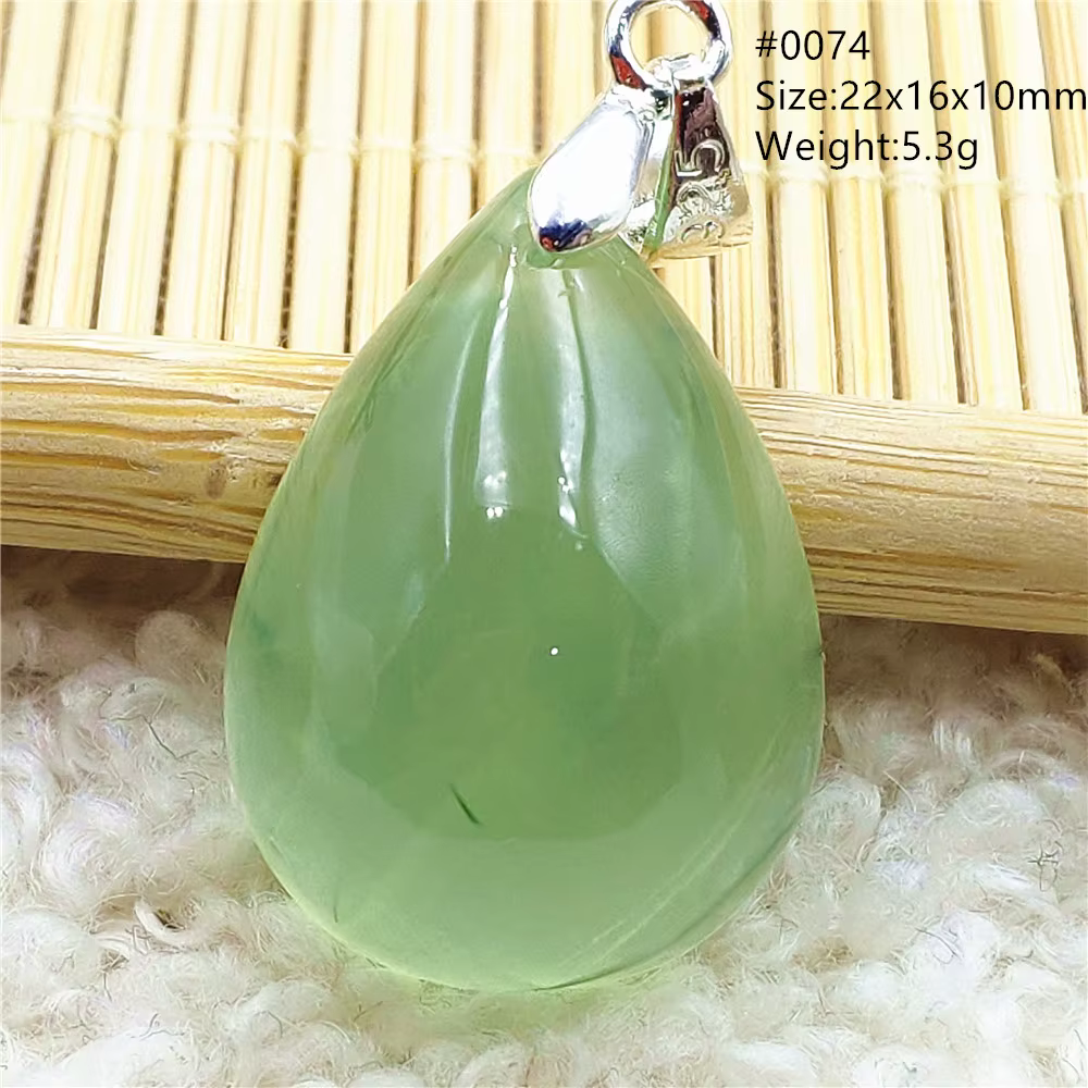 Pendentif en Perles de Préhnite Verte Naturelle
