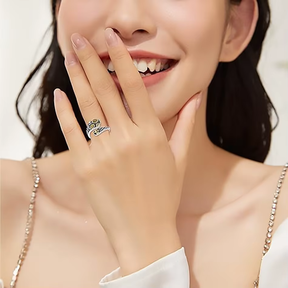 Bague marguerite abeille en argent Sterling 925