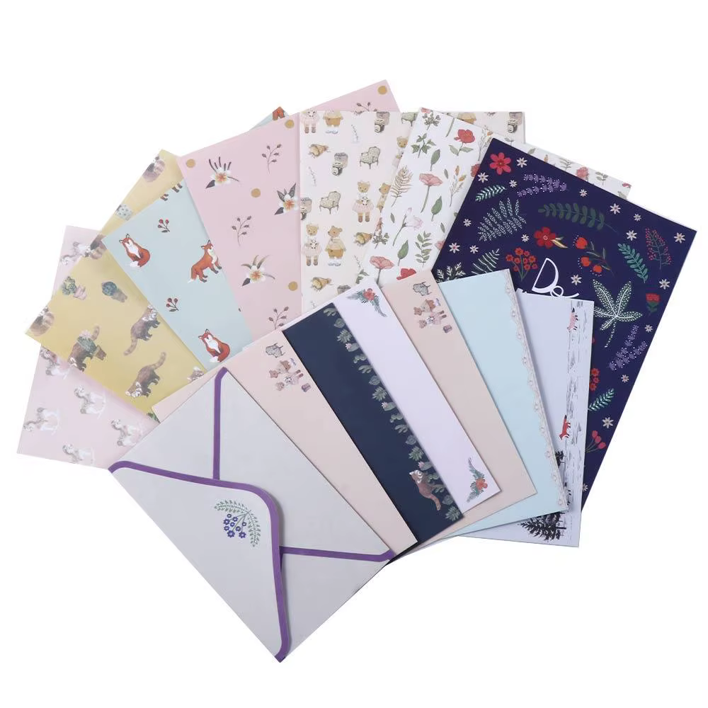 Fournitures Convitation bloc-lettres cadeau enveloppe belle fleur dessin animé papeterie papier lettre