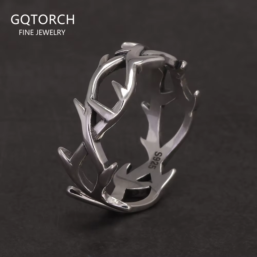 Bagues de Couple gothiques en argent Sterling 925