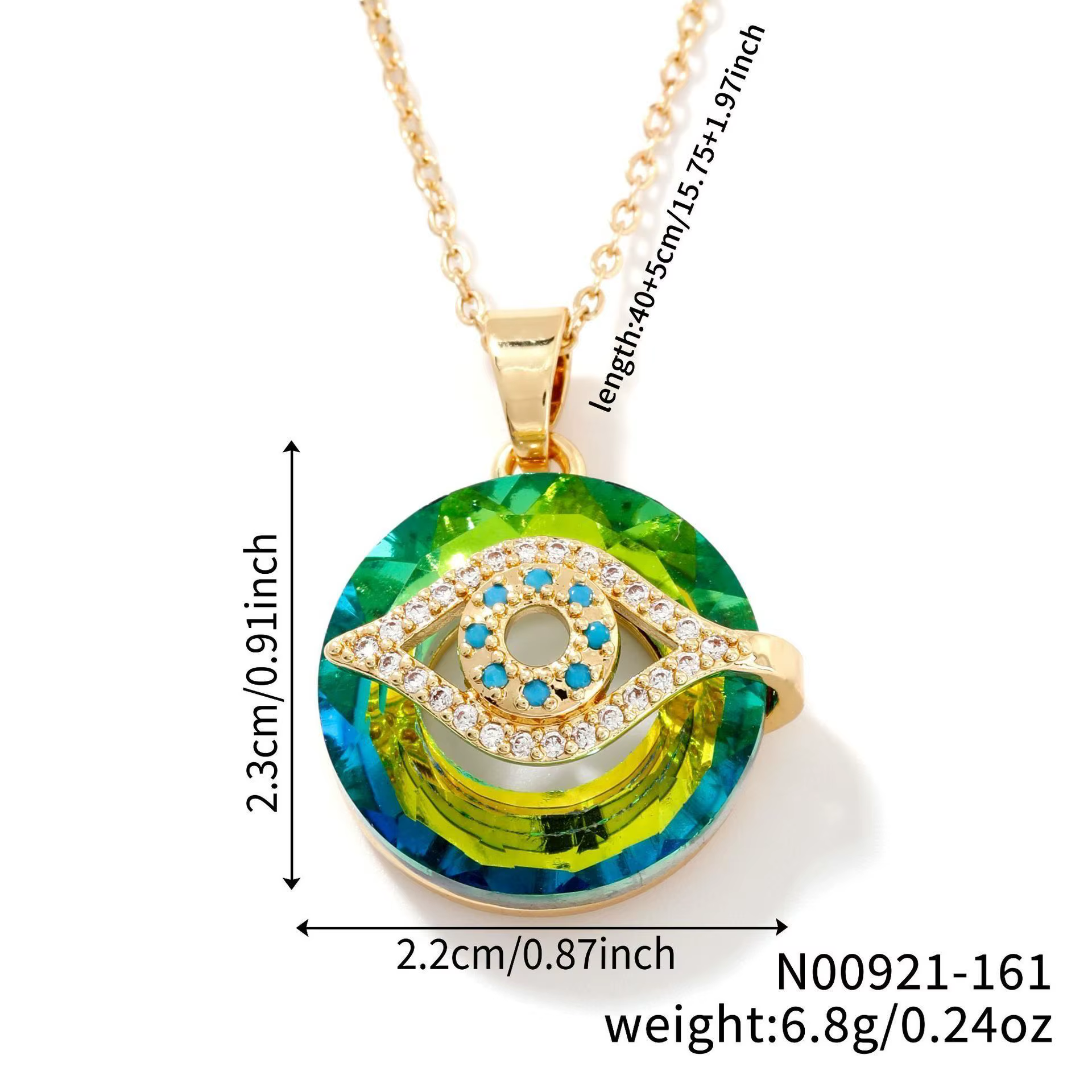 Collier pendentif micro-incrusté œil du diable
