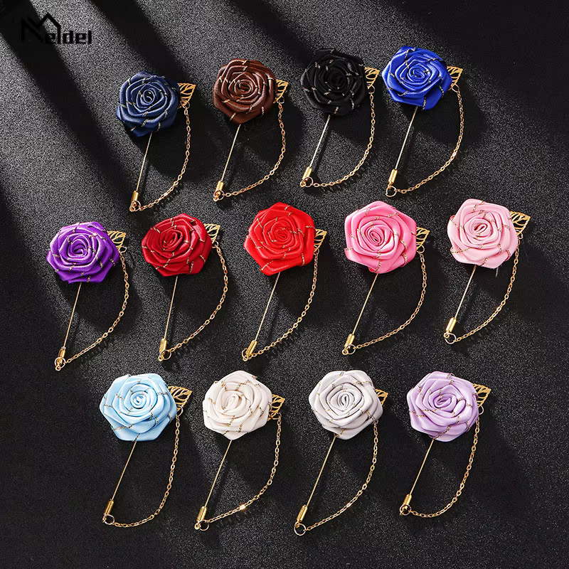 Épingles à revers pour garçons d'honneur, 1 pièce, Corsage de mariage, boutonnière pour hommes et femmes, boutonnière en soie pour fête, costume de bal, accessoires