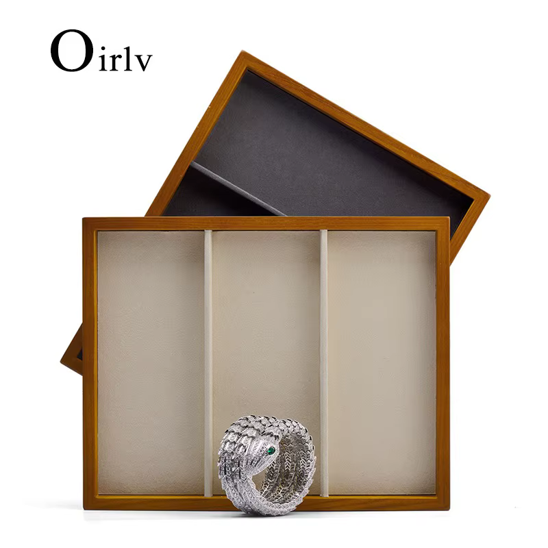 Oirlv le nouveau plateau à bijoux en bois massif trois grille plaque anneau collier Bracelet