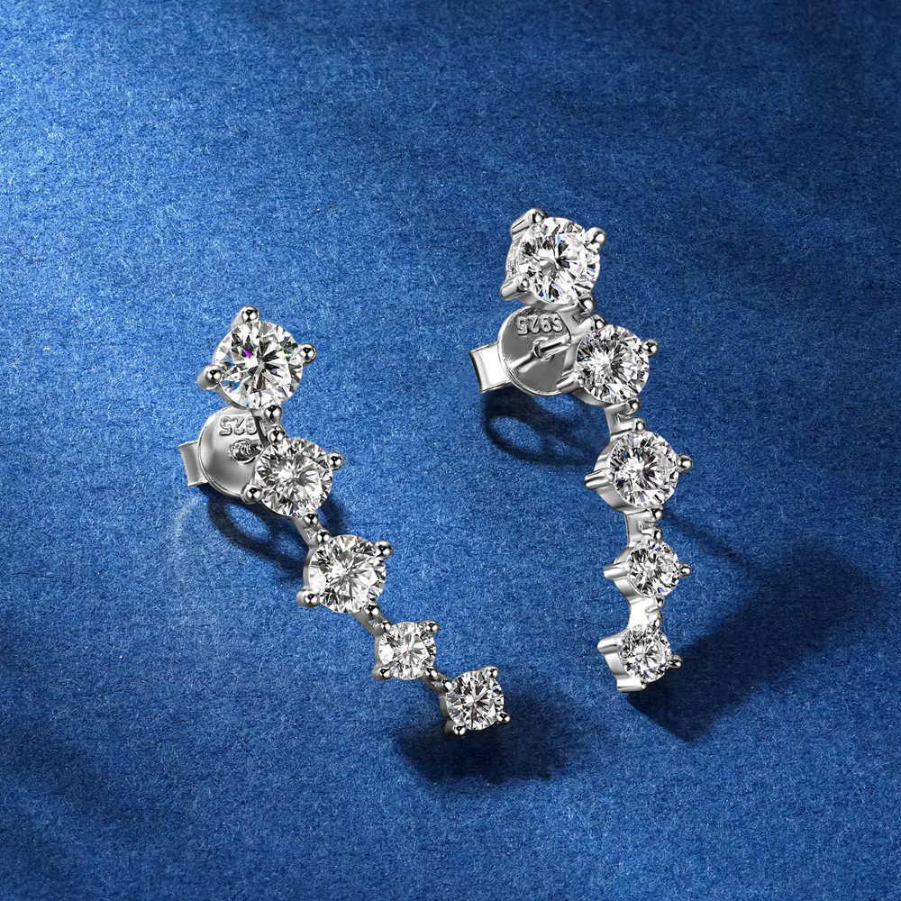 Vinregem 3EX VVS1 D couleur réel Moissanite diamants gemmes romantique clous d'oreille boucles d'oreilles solide 925 en argent Sterling bijoux fins GRA