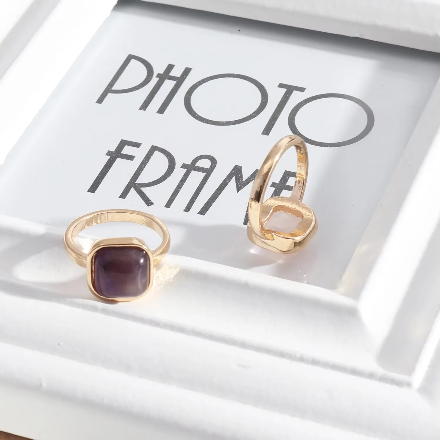 Bague en alliage Simple en or incrusté