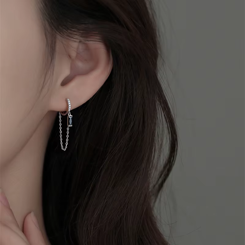 Boucles d'oreilles à pampilles en Zircon couleur argent pour femmes