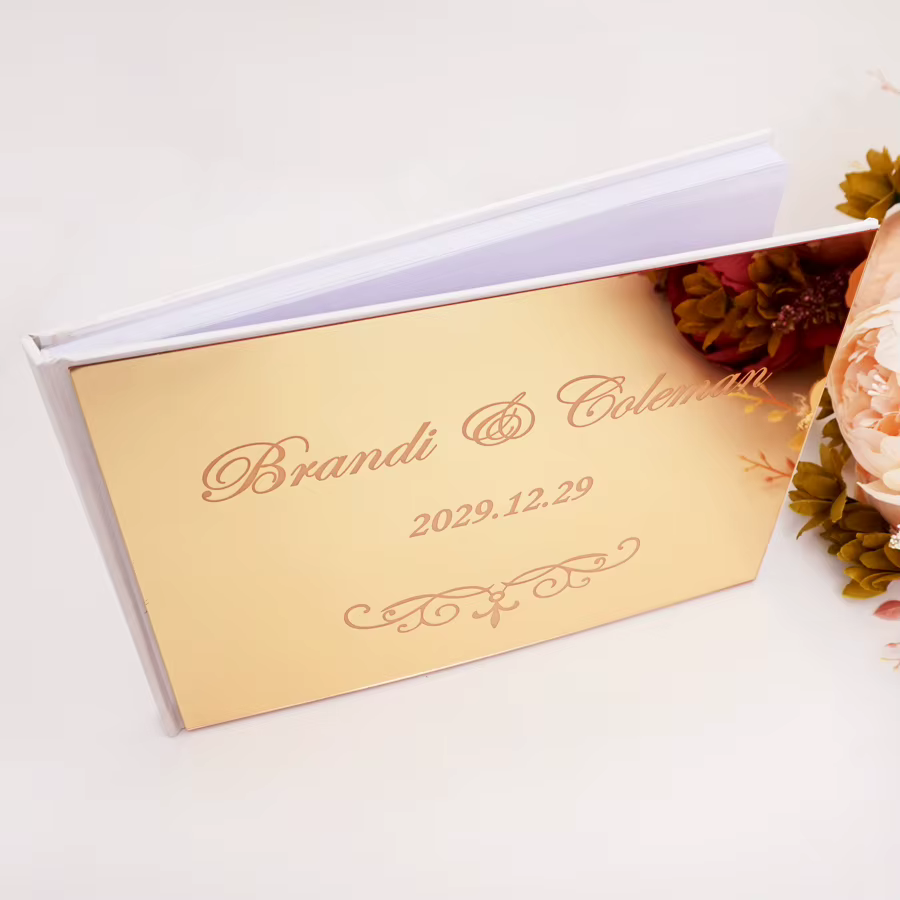 Livre d'or de mariage en acrylique miroir de luxe