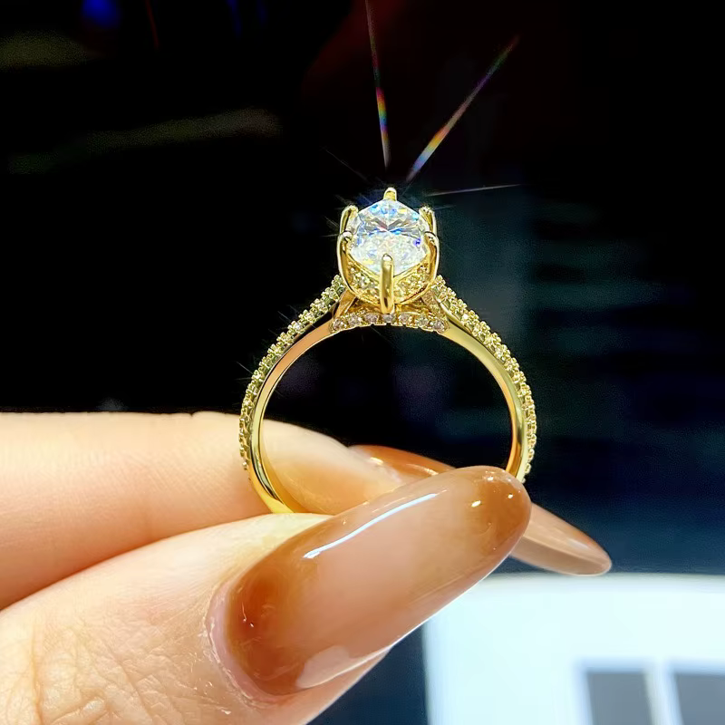 GRA – bague de luxe en diamant Moissanite véritable 2CT pour femmes