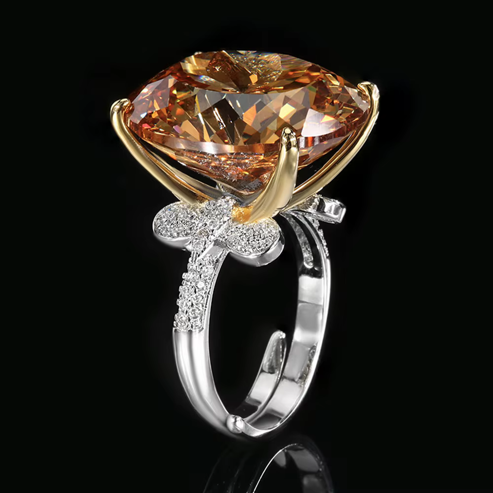 Vinregem 18*20 MM ovale laboratoire créé saphir rubis gemmes ouvert réglable anneau pour les femmes cadeau anniversaire bijoux fins en gros