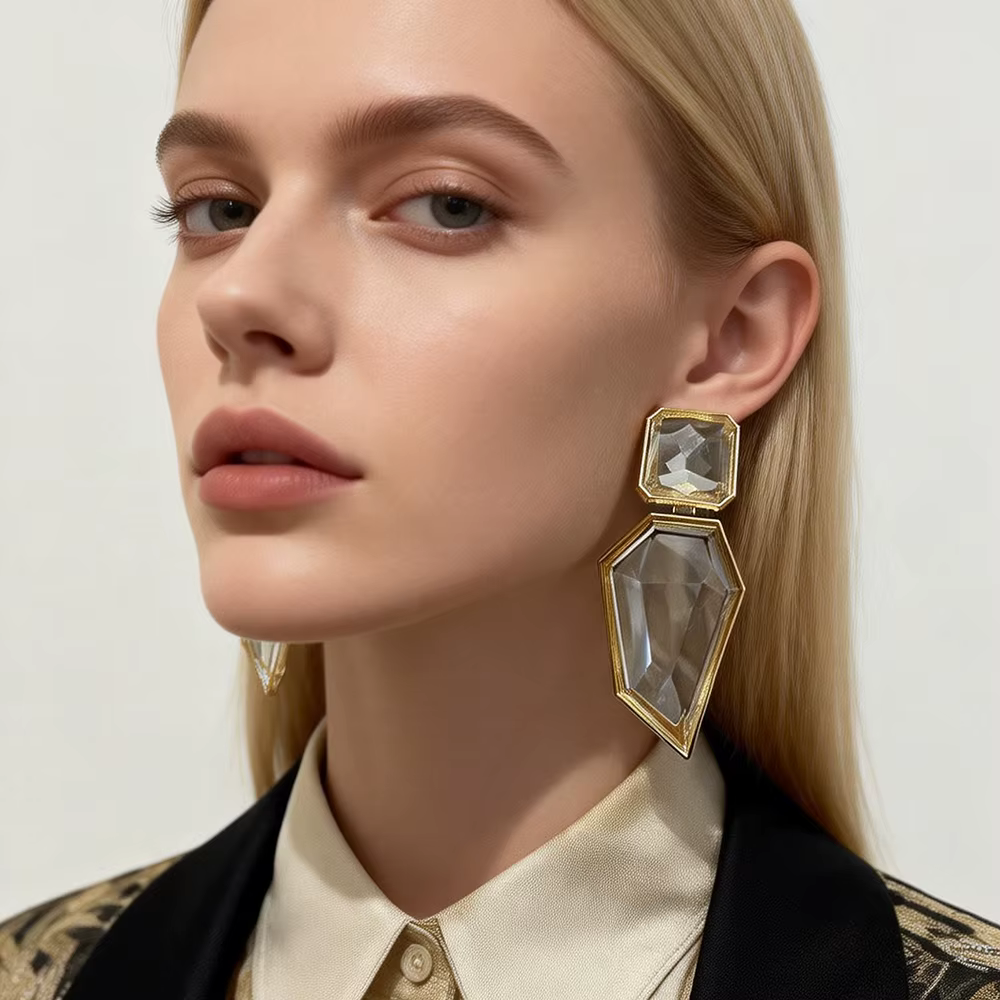 Boucles d'oreilles pendantes géométriques en acrylique