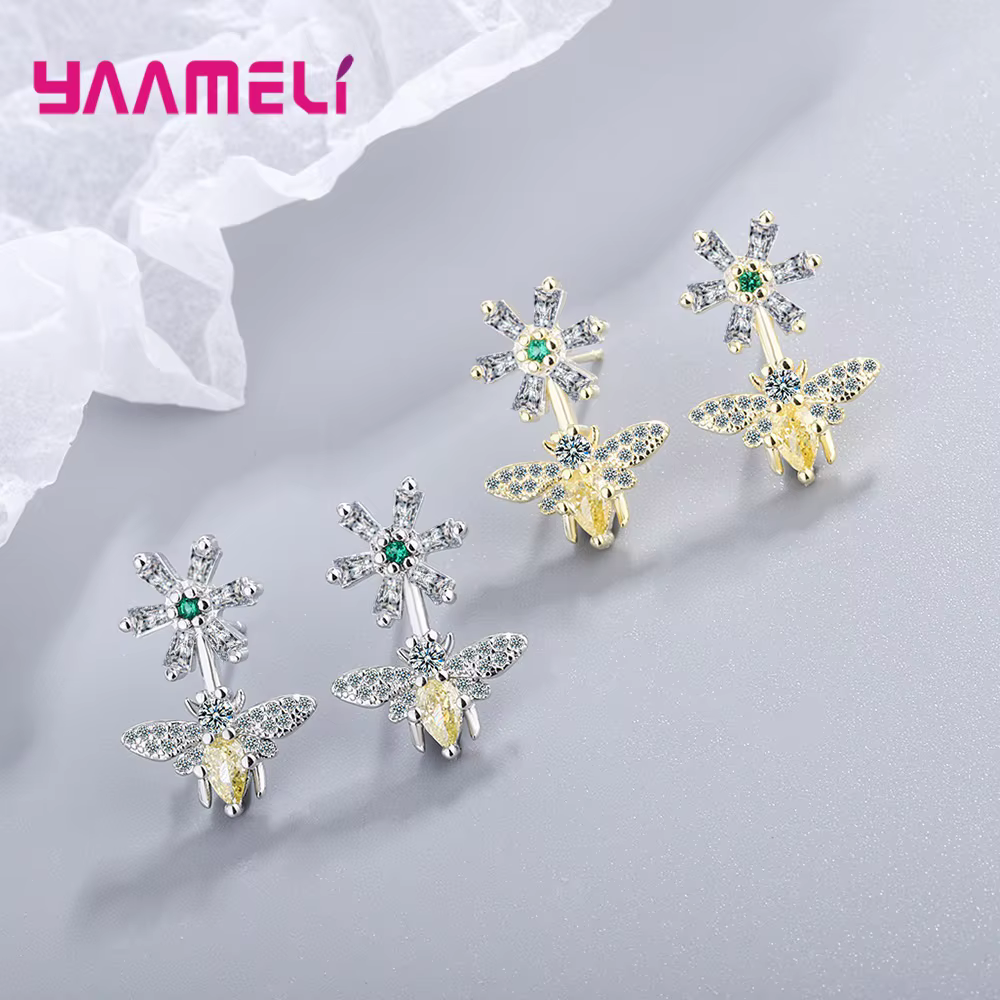Boucles d'oreilles brillantes en argent Sterling 925