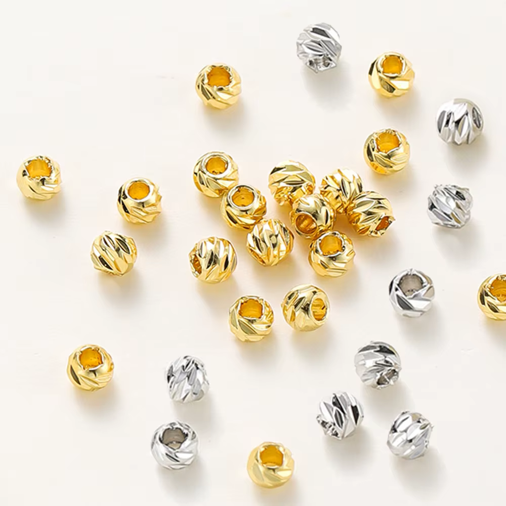 20 pcs/lot 18 K plaqué or rayé coupe fleur perles boucle d'oreille collier