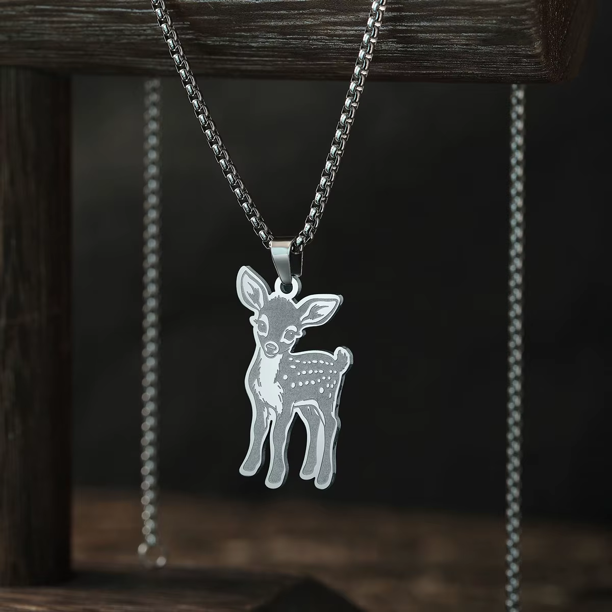 Kinitial Sika cerf pendentif collier pour femmes hommes mignon Animal cou chaîne en acier inoxydable bijoux cadeau