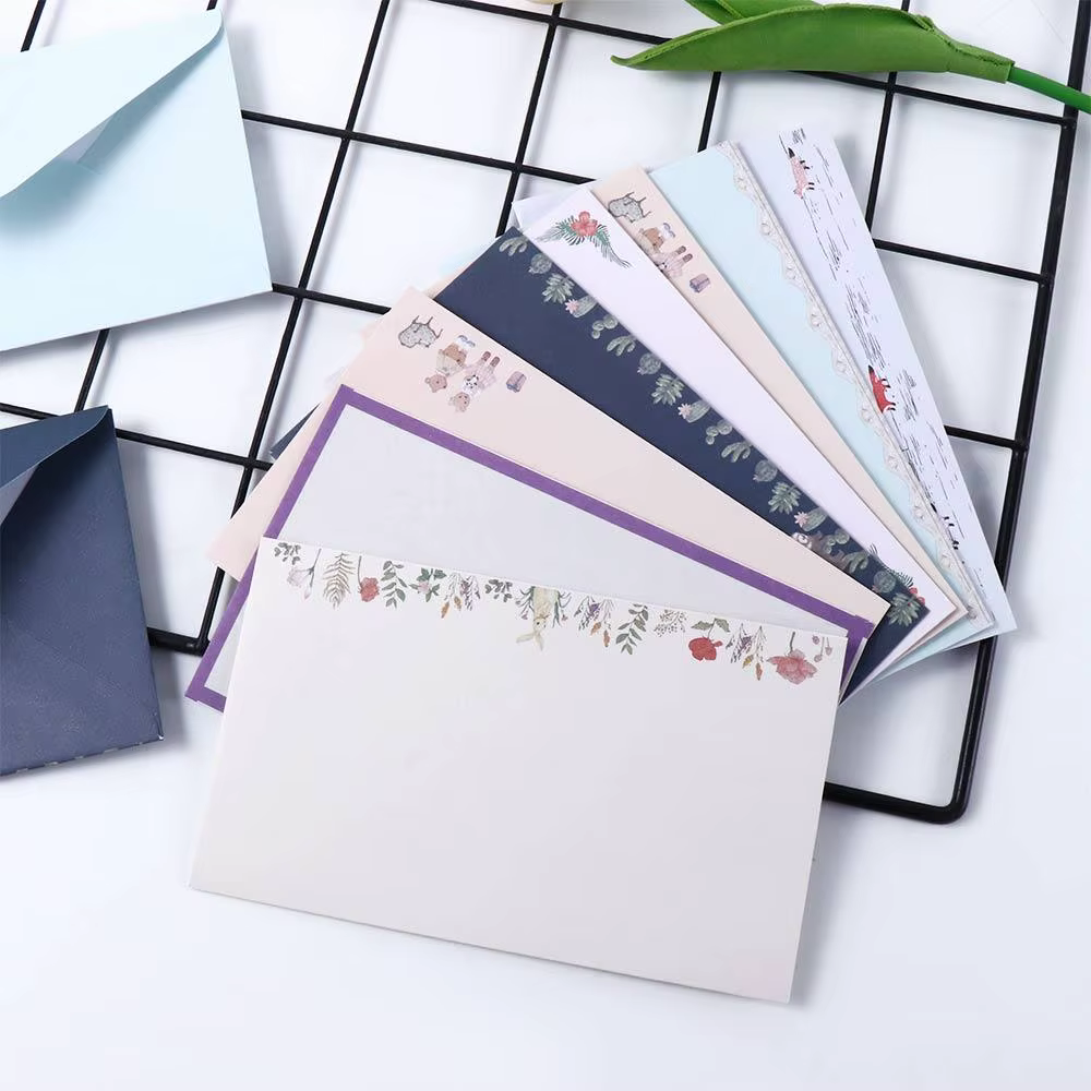 Fournitures Convitation bloc-lettres cadeau enveloppe belle fleur dessin animé papeterie papier lettre