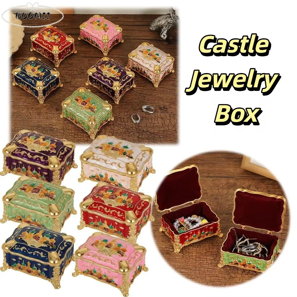 Mini boîte de rangement portable pour bijoux en alliage émaillé