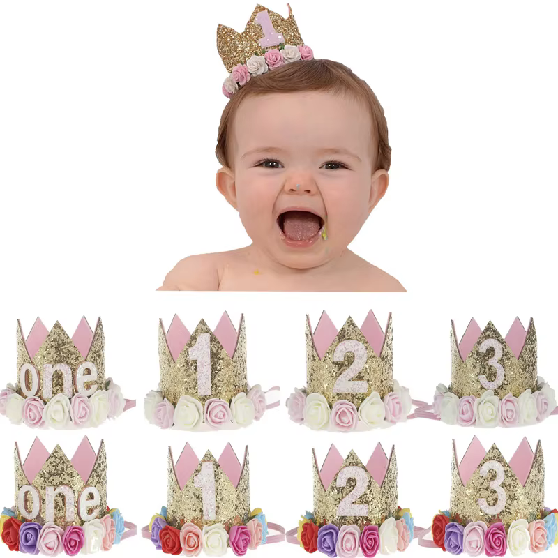 Bébé fête d'anniversaire chapeau couronne 1 2 3 ans