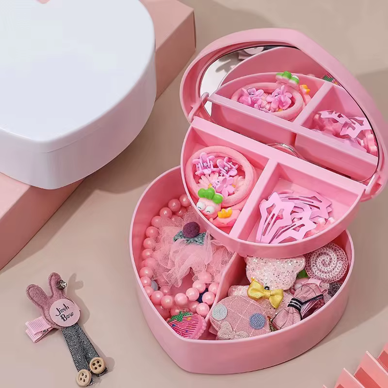 Boîte de rangement de bijoux en forme de cœur pour filles