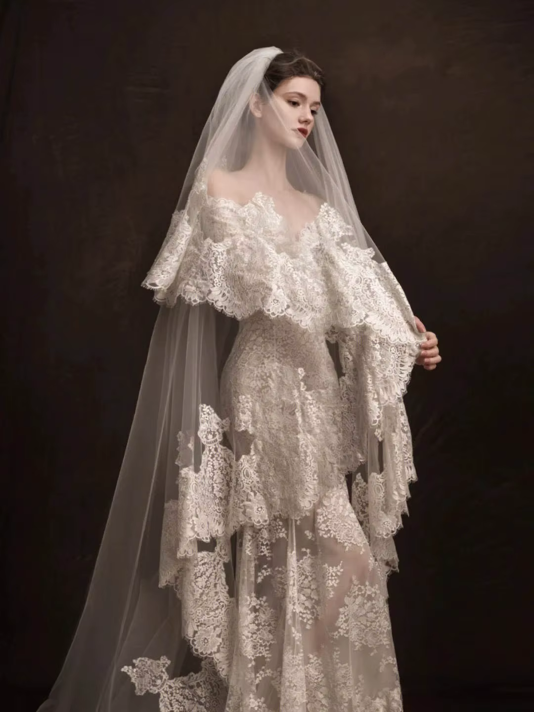 Voile de mariage magnifique à deux couches