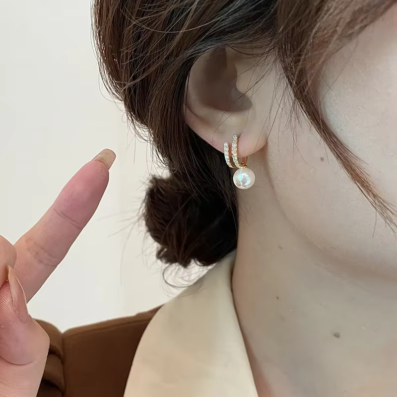 PONYKISS – boucles d'oreilles en perles et Zircon pour femmes