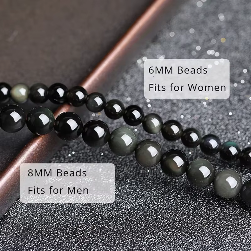 Noir Arc-En Obsidienne Pierre Naturelle Bracelets Couple Multicouche Perles Strand