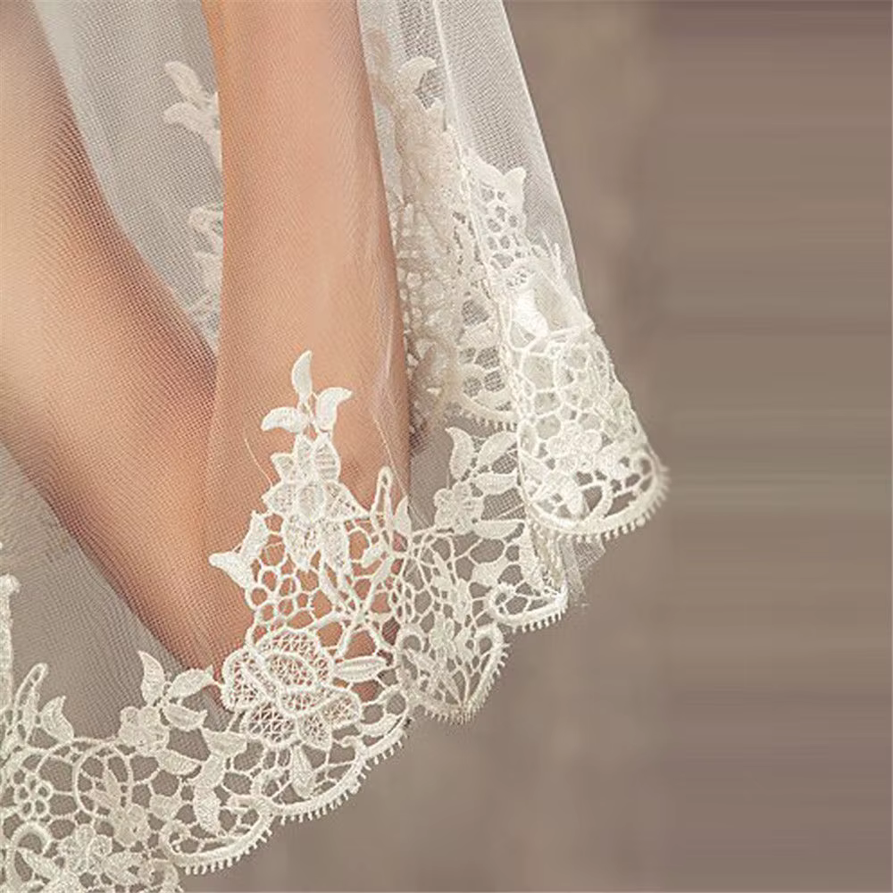Voile de mariage long de luxe sans peigne