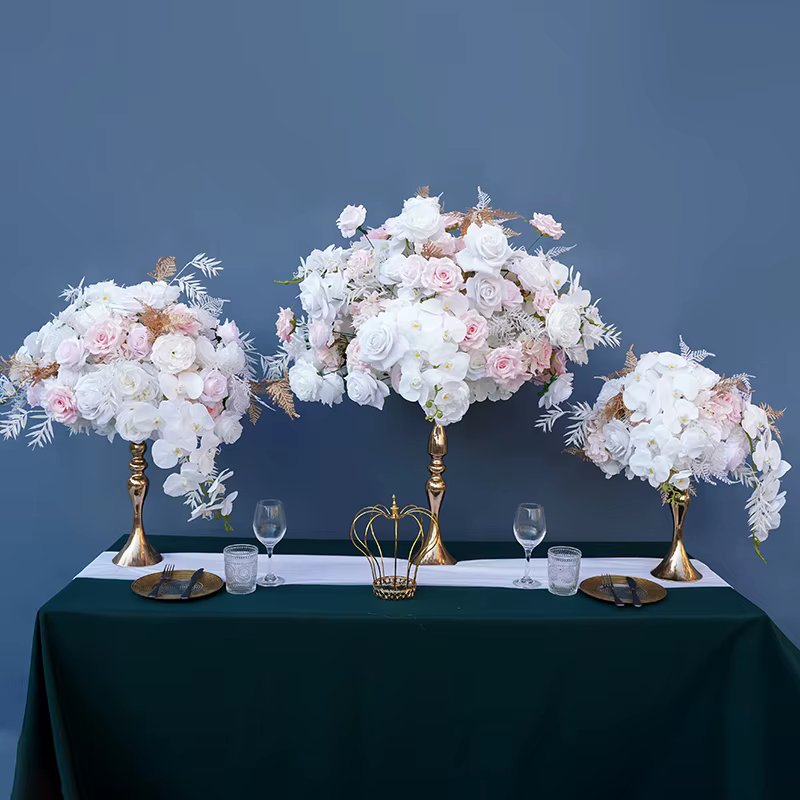 A8130 feuilles d'or Rose orchidée centres de Table de mariage boule de fleur