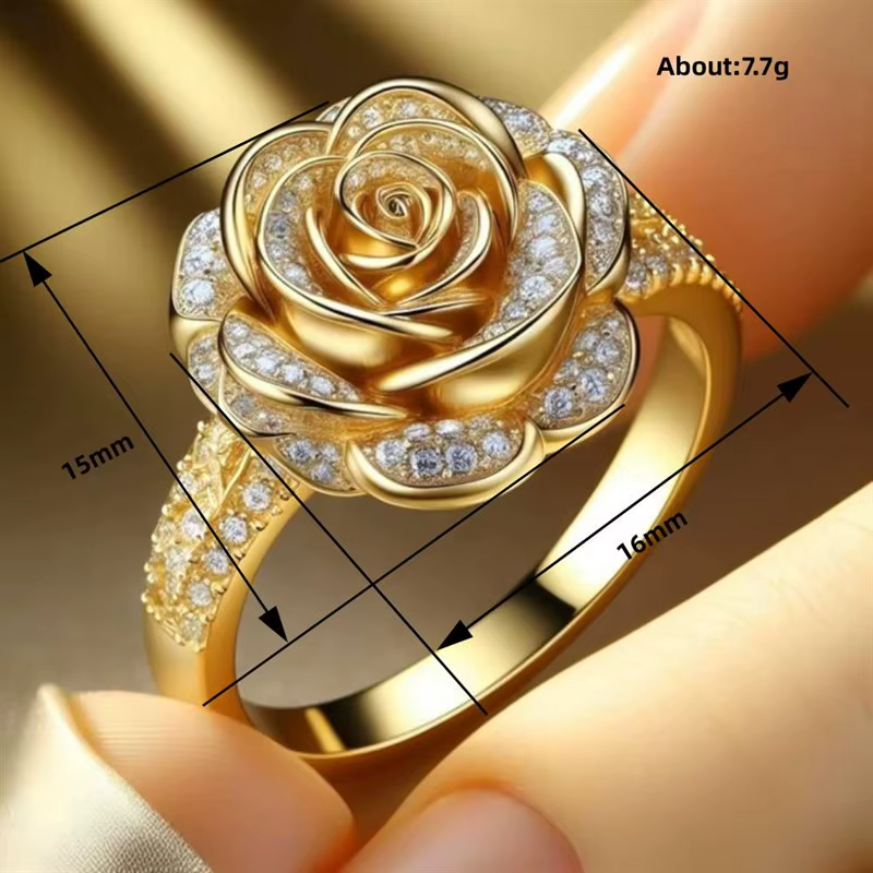 Huitan – bague en forme de fleur de rose pour femmes
