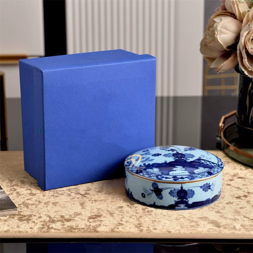 Boîte de rangement en céramique dorée beige pour bijoux