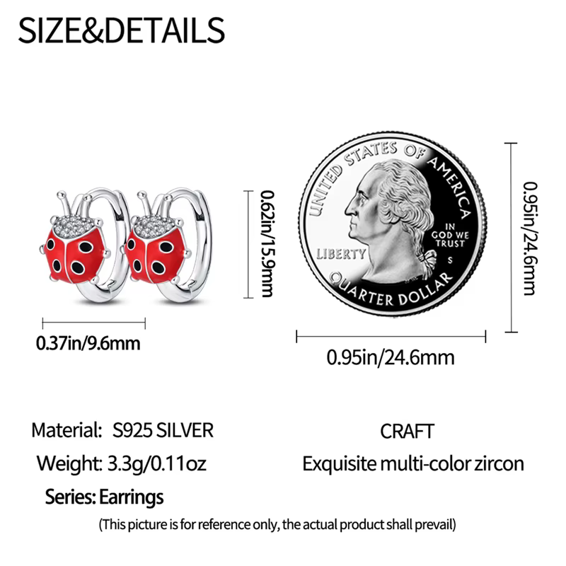 Boucles d'oreilles coccinelle en argent 925