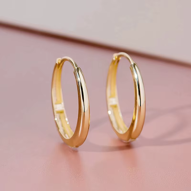 Huitan – boucles d'oreilles créoles polyvalentes couleur or pour femmes