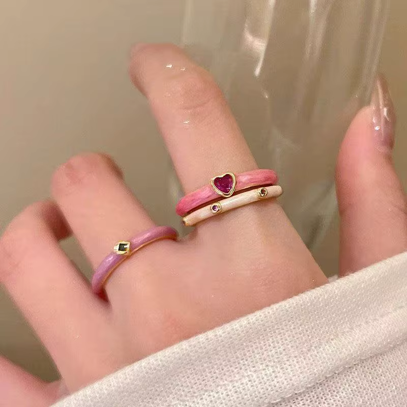 Bague en zircon coloré pour femmes, style vintage, tendance