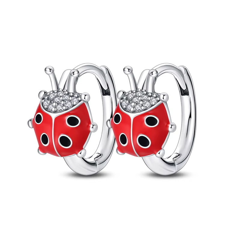 Boucles d'oreilles coccinelle en argent 925