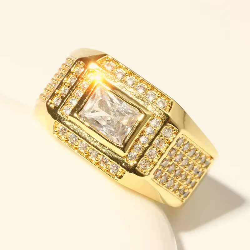 Bague de fiançailles en or naturel 18 carats pour homme