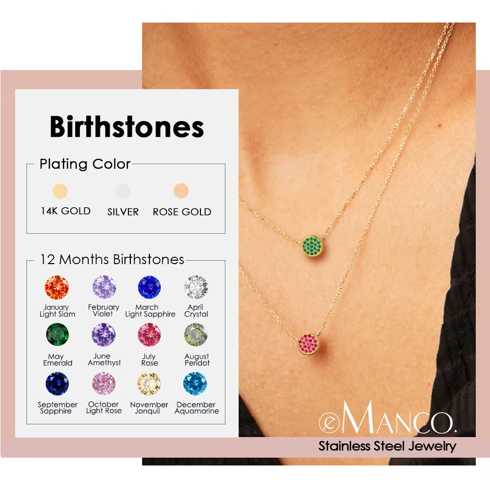 Collier EManco en Zirconia Pierre de Naissance