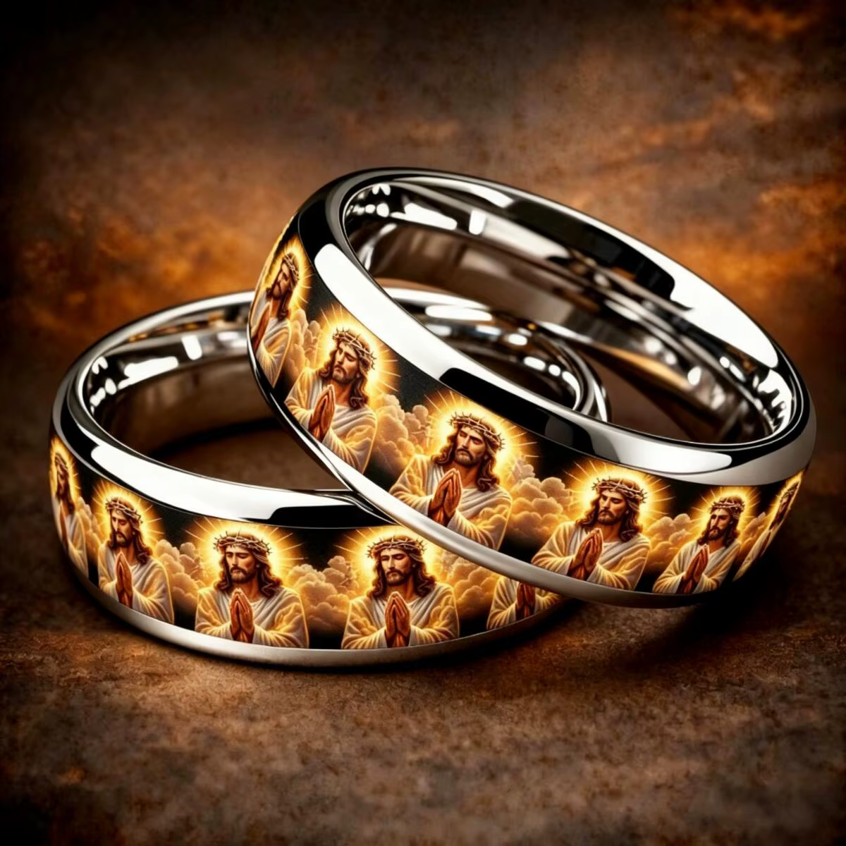 Bague de prière vintage chrétienne Jésus