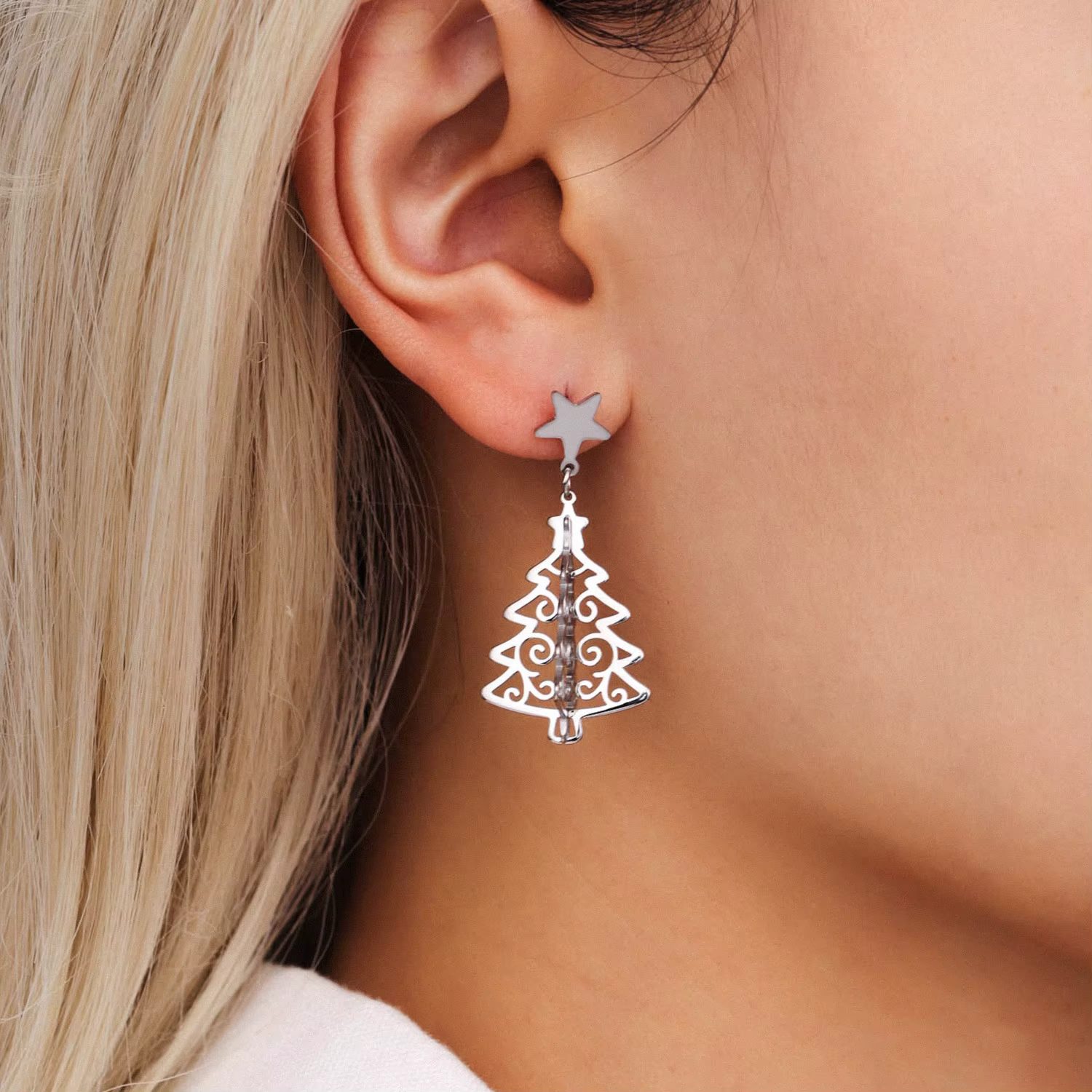 Boucles d'oreilles pendantes en forme d'arbre pour femmes
