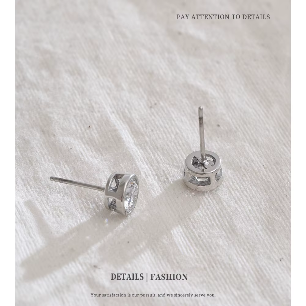 Boucles d'oreilles en acier inoxydable et zircone cubique