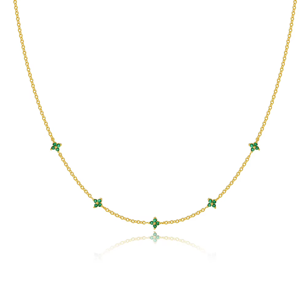 Collier de fleurs bleues en cristal plaqué or pour femmes