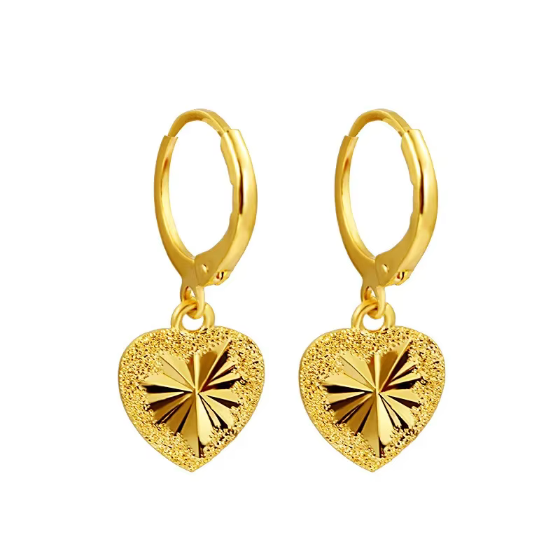 Coeur Pikun fleur plaqué or 24 carats boucles d'oreilles ou collier pendentif bijoux femmes cadeaux pour elle